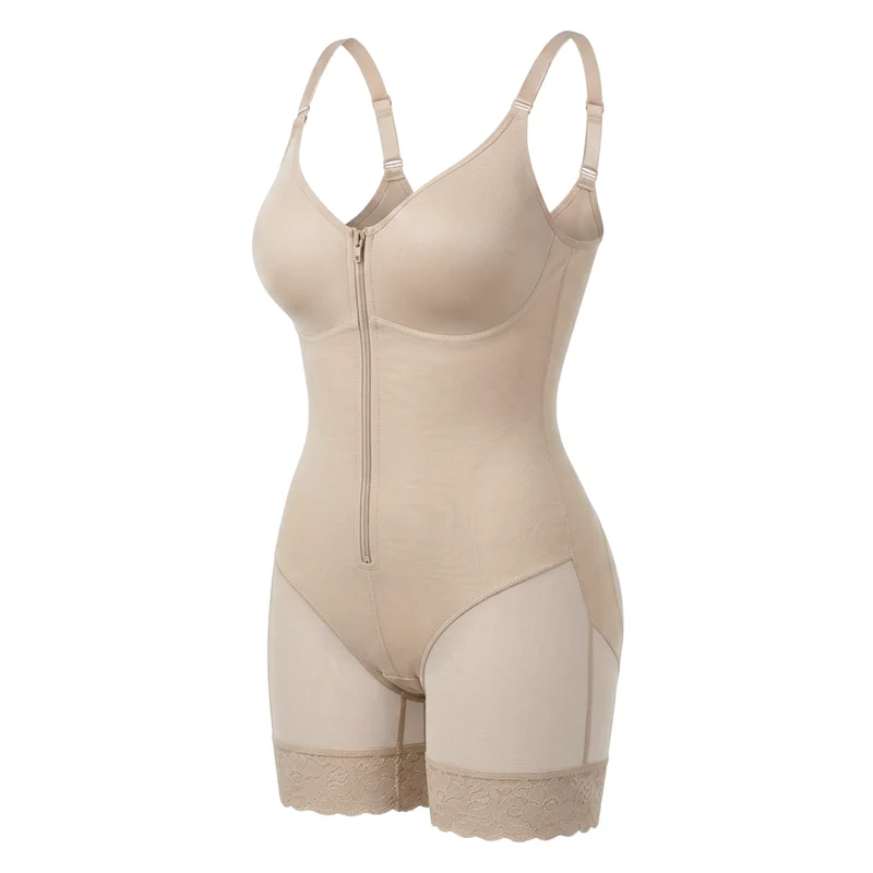 Korrigierender Bodysuit mit Eingebautem BH, Haken und Reißverschluss