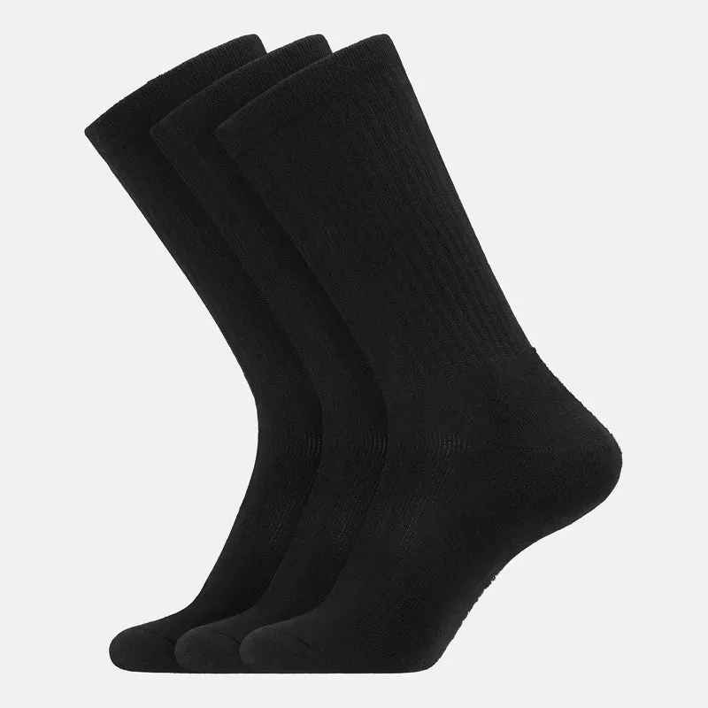 3er Pack Tennissocken aus schwarzem Bambus mit langer Rippe
