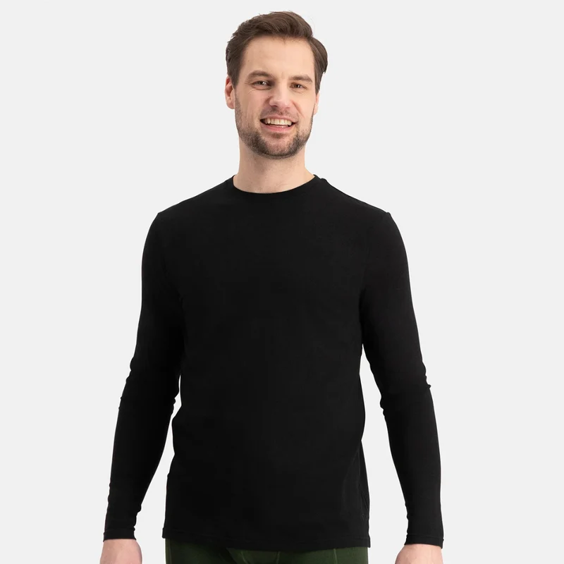 2er Pack Schwarzes Langarm-Bambus-T-Shirt