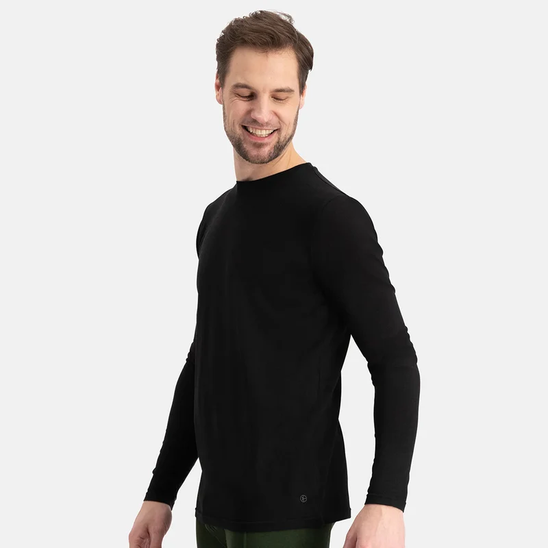 2er Pack Schwarzes Langarm-Bambus-T-Shirt