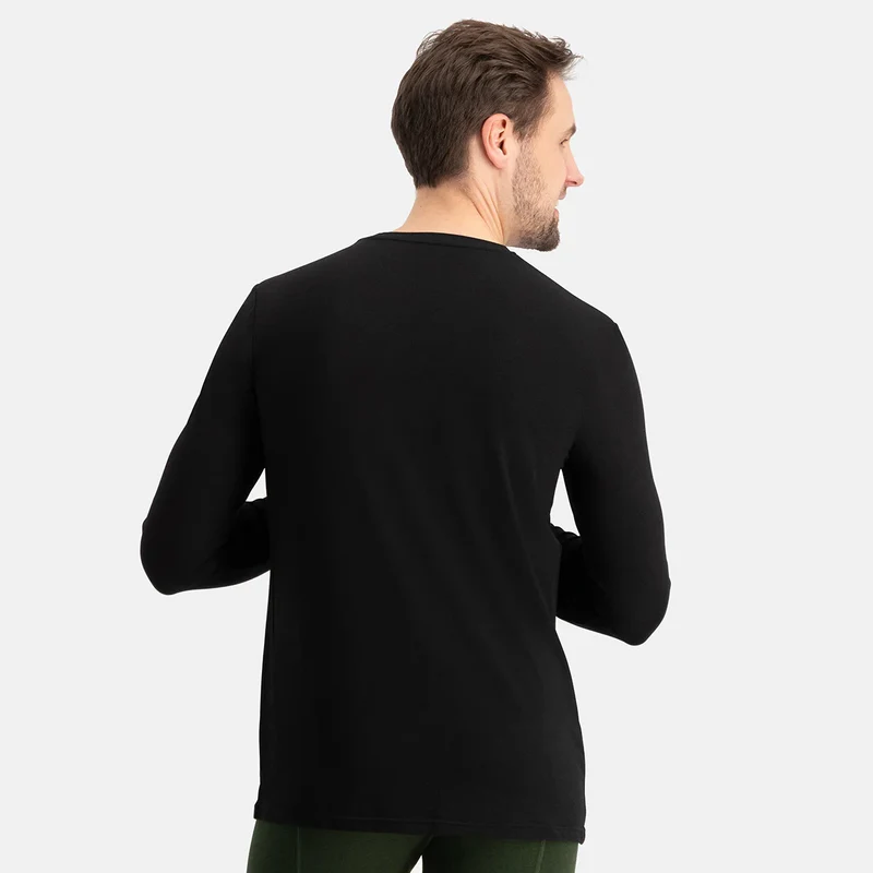 2er Pack Schwarzes Langarm-Bambus-T-Shirt