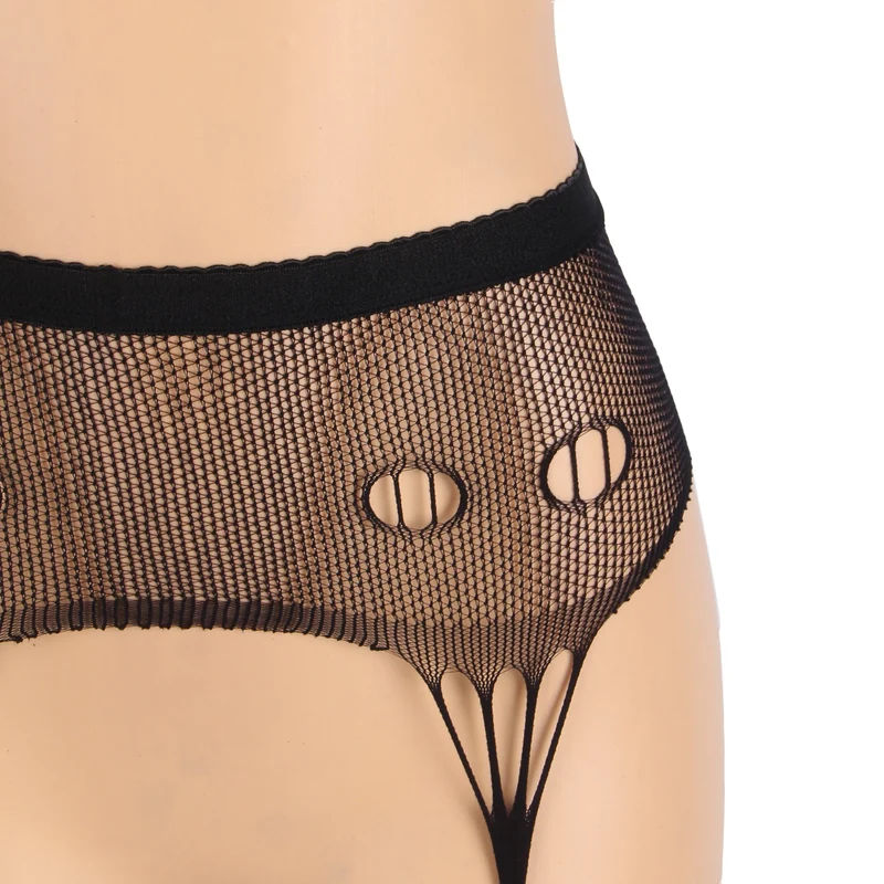 Schwarze Nylon-Strumpfhose mit Schnürung – breiter elastischer Bund und Cut-Out-Details