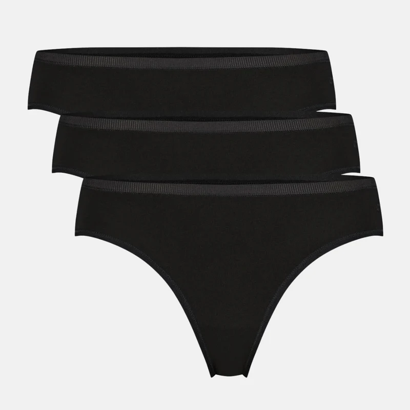 3er Pack Bambus G-String Panty schwarz