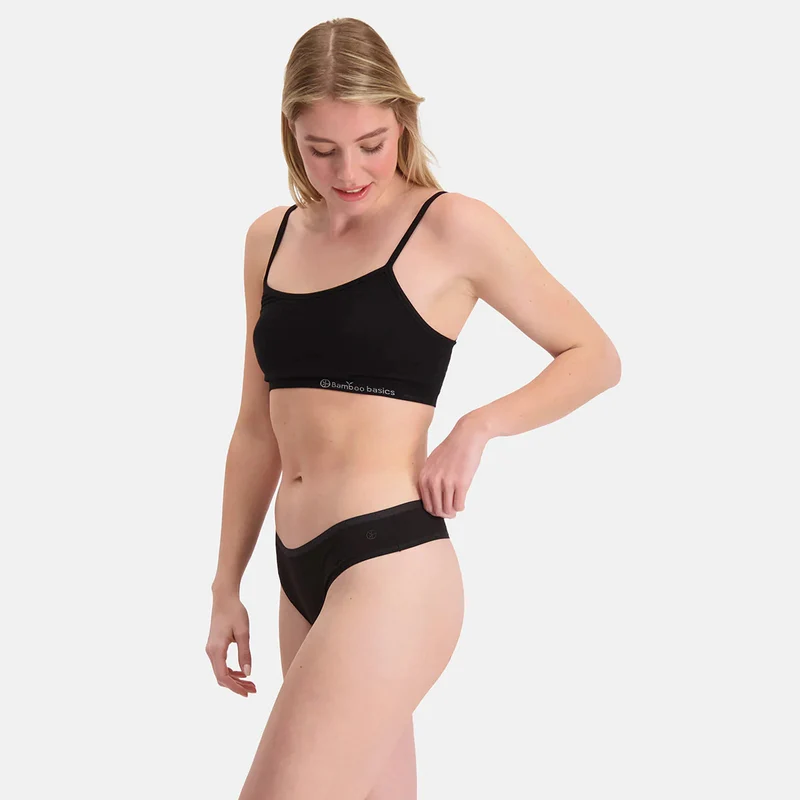 3er Pack Bambus G-String Panty schwarz