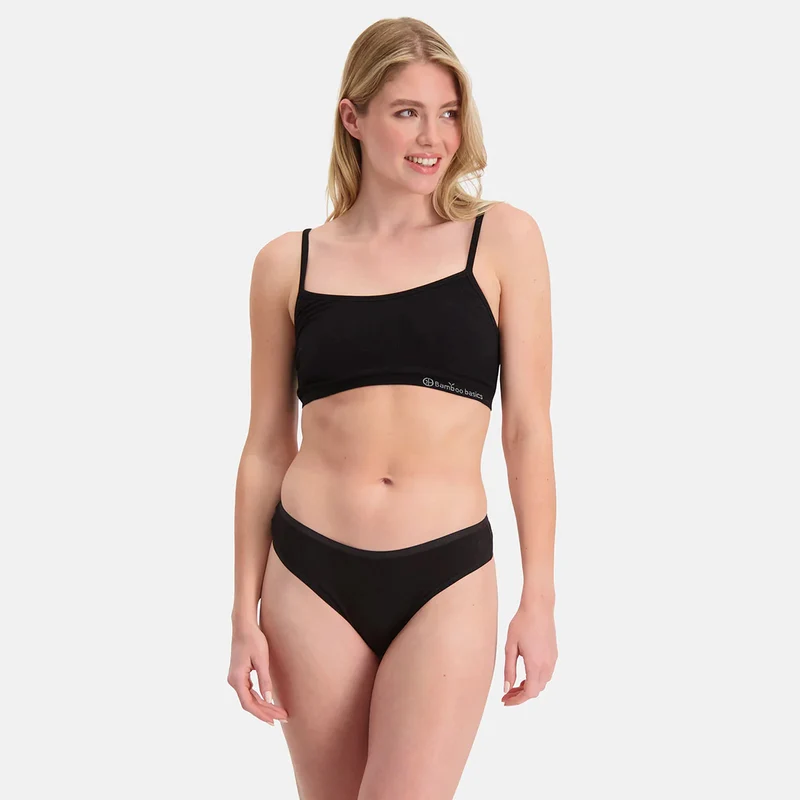 3er Pack Bambus G-String Panty schwarz