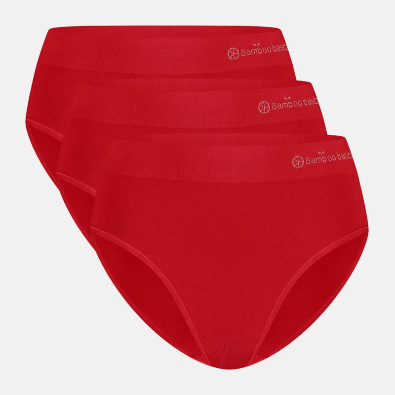 3er-Pack rote Bambus-Maxi-Panty