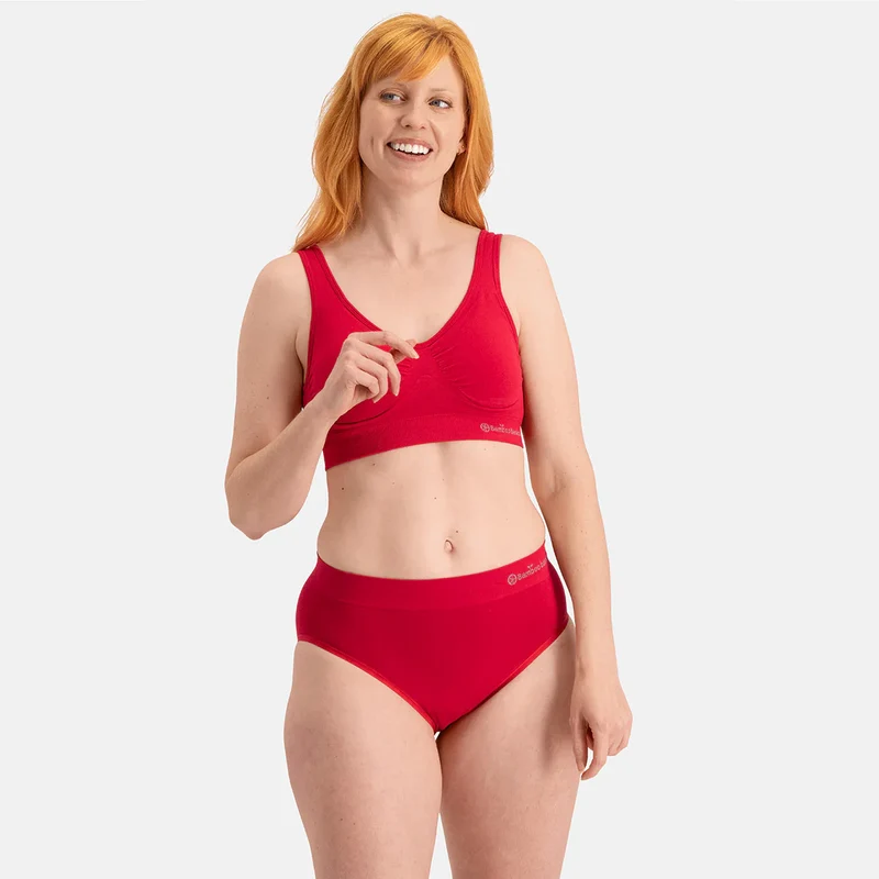 3er-Pack rote Bambus-Maxi-Panty