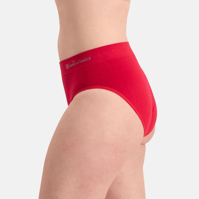 3er-Pack rote Bambus-Maxi-Panty