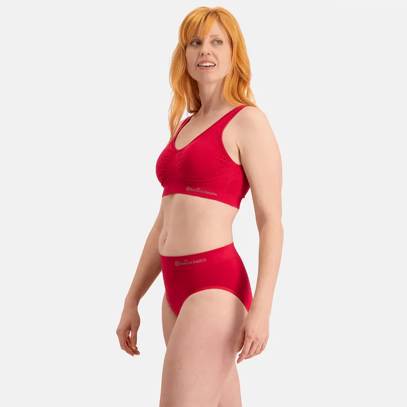 3er-Pack rote Bambus-Maxi-Panty