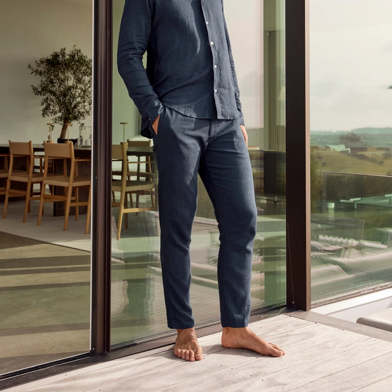 Blaue Hose aus Bambus/Haar