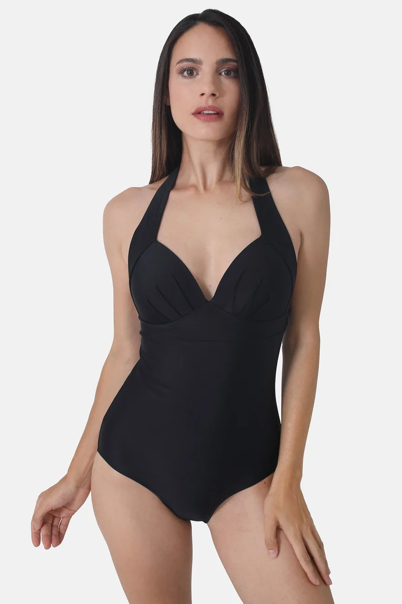 Neckholder-Badeanzug BASIC BLACK