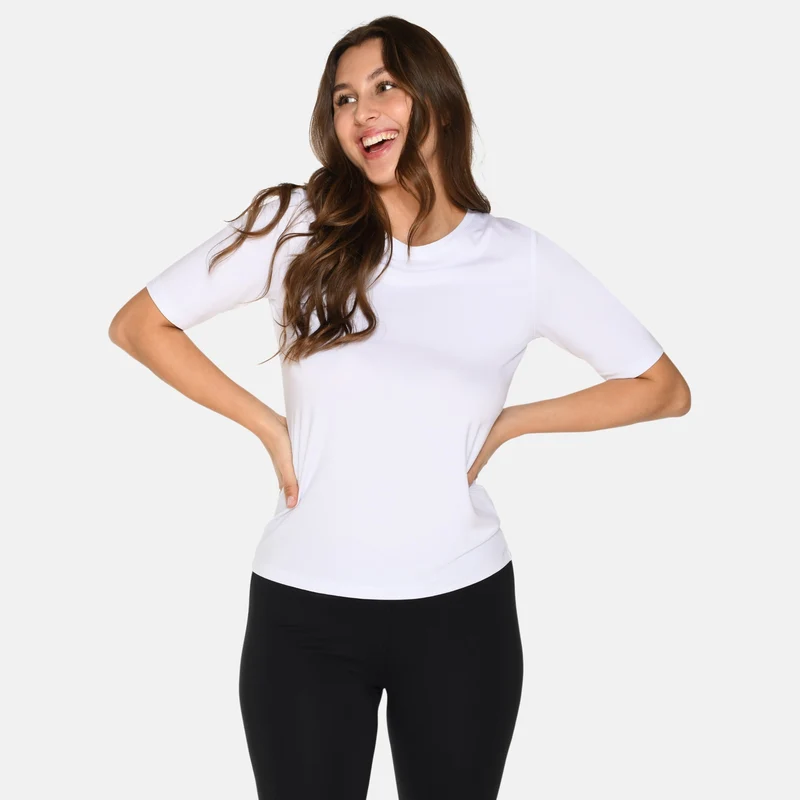 Weißes schmal geschnittenes Bambus-T-Shirt