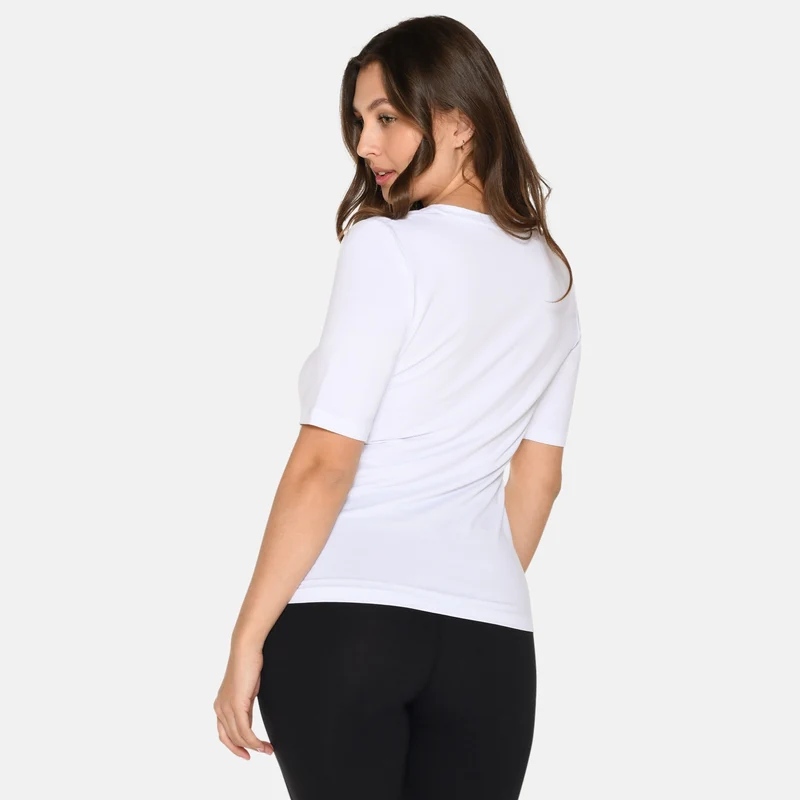Weißes schmal geschnittenes Bambus-T-Shirt