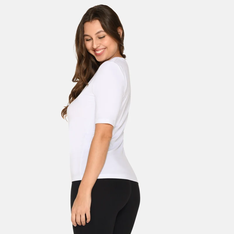 Weißes schmal geschnittenes Bambus-T-Shirt