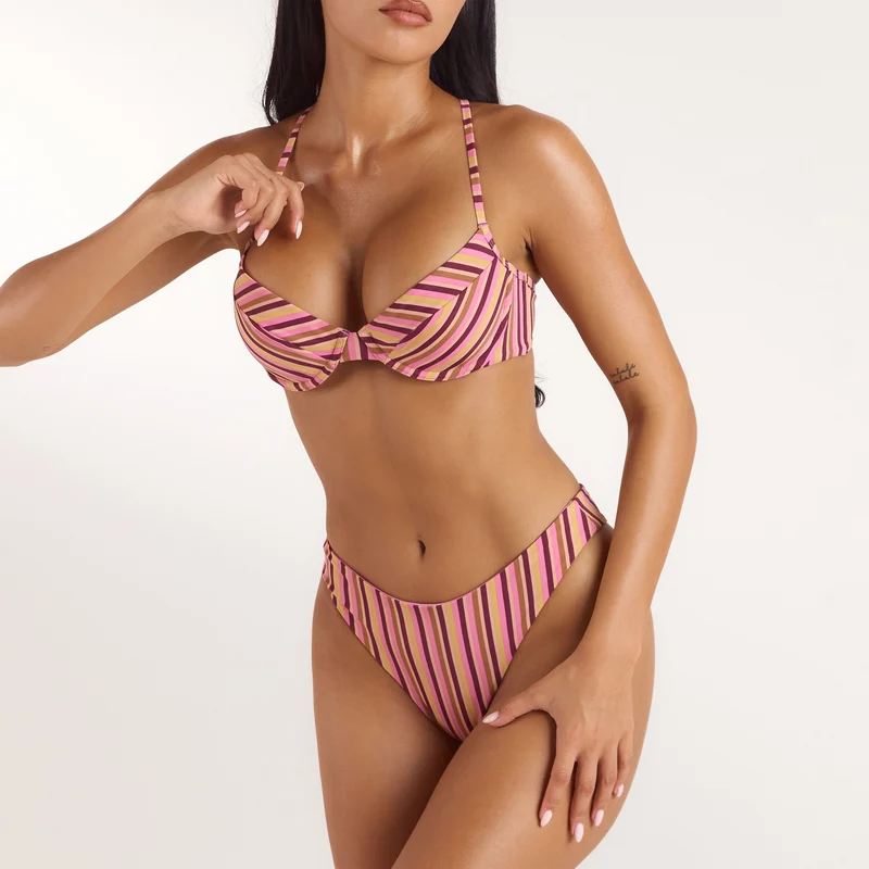Sunstripe Wired Bikini Top - Retro Stripe