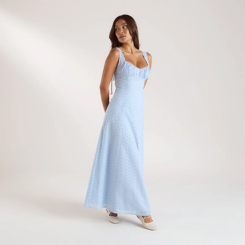 Corset Back Maxi Dress - Blue
