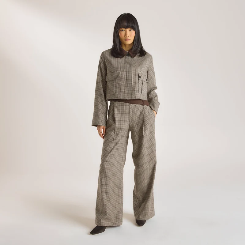 Houndstooth Trousers - Brown