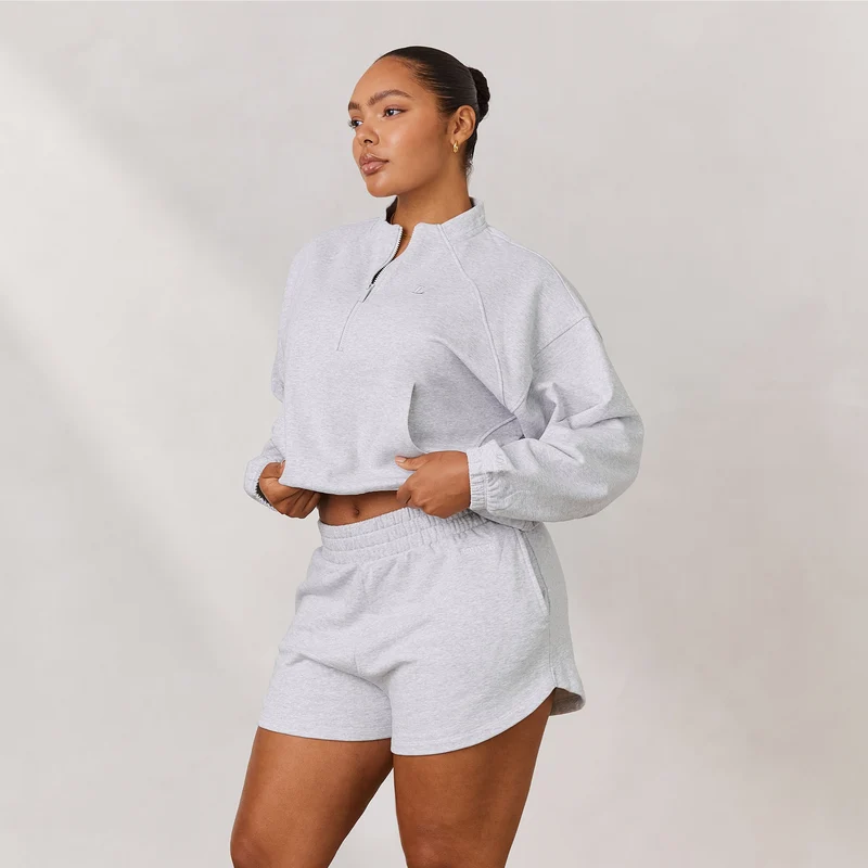 Varsity Quarter Zip Jumper - Frost Melange