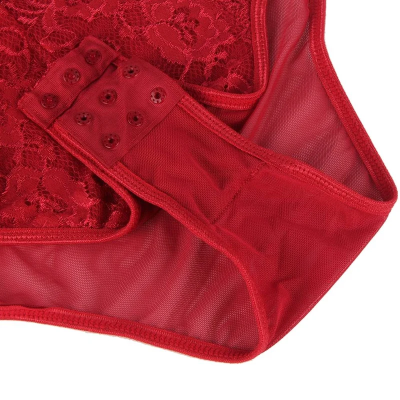 Roter Body aus Spitze und Mesh – Cups aus Wimpernspitze, BH-Detail mit Cut-Outs, verstellbarer Schritt und Träger