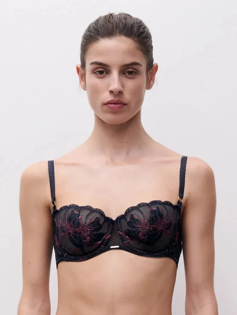Chantelle – Fleurs Signature Balconette-BH mit Halbschalen, Sailing Blue Lurex