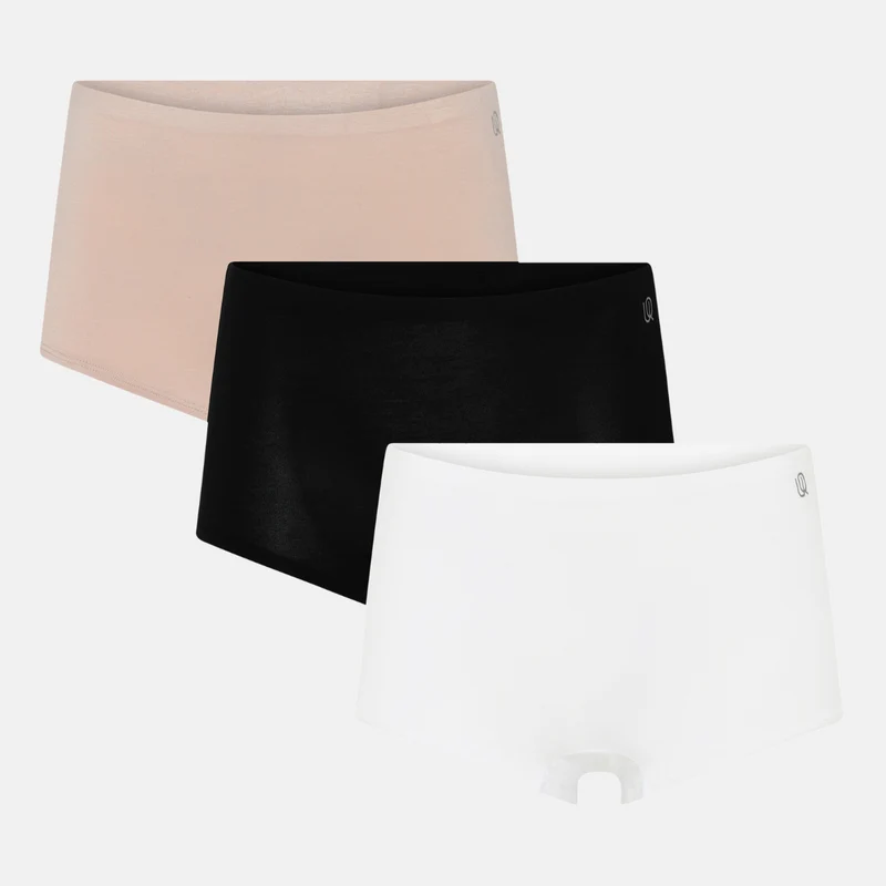3er-Pack Bambus-Hotpants in Schwarz/Weiß/Nackt