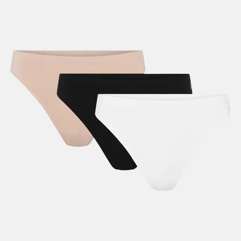 3er Pack Bambus G-String Panty in Schwarz/Weiß/Nackt