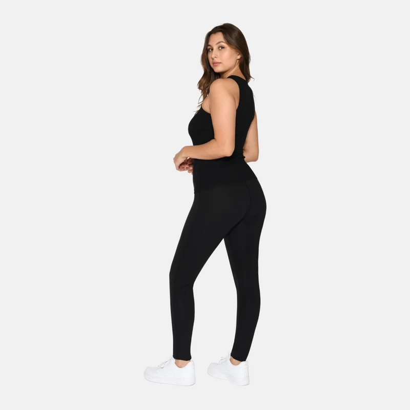 2er-Pack: Schwarzes Bambus-Tanktop mit Rippenmuster und breiten Trägern