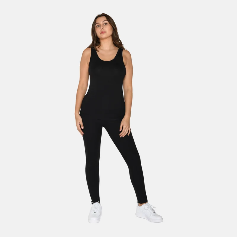 2er-Pack: Schwarzes Bambus-Tanktop mit Rippenmuster und breiten Trägern