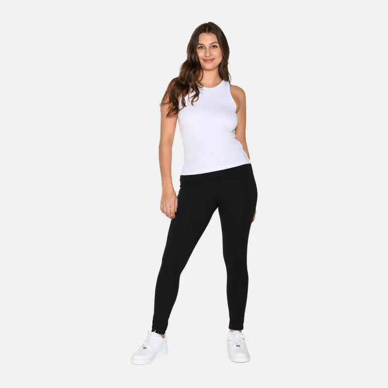 2er-Pack: Weißes/hautfarbenes Bambus-Tanktop mit Rippbündchen und breiten Trägern