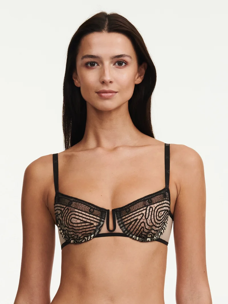 Chantelle - Vibrate Halbschalen-BH mit Halbschaumstoff Schwarz / Hautfarben