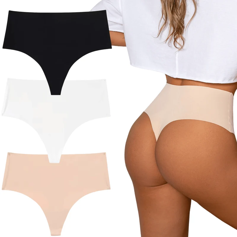 Nahtloser High-Waist-String – 3er-Set