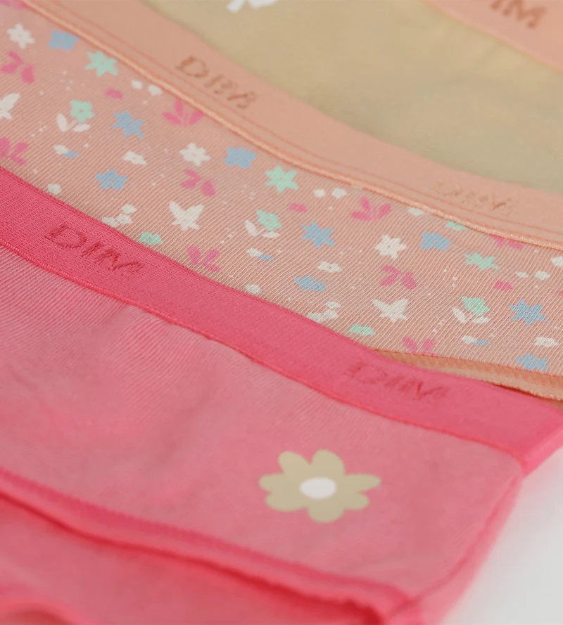 3er-Pack Mädchenhöschen aus Stretch-Baumwolle mit Pfirsichblüten von Les Pockets