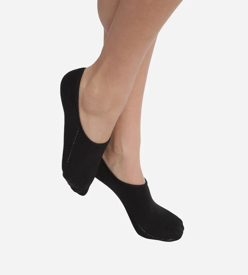 Kurze Damensöckchen speziell für Turnschuhe aus Baumwolle Schwarz Dim Invisifit