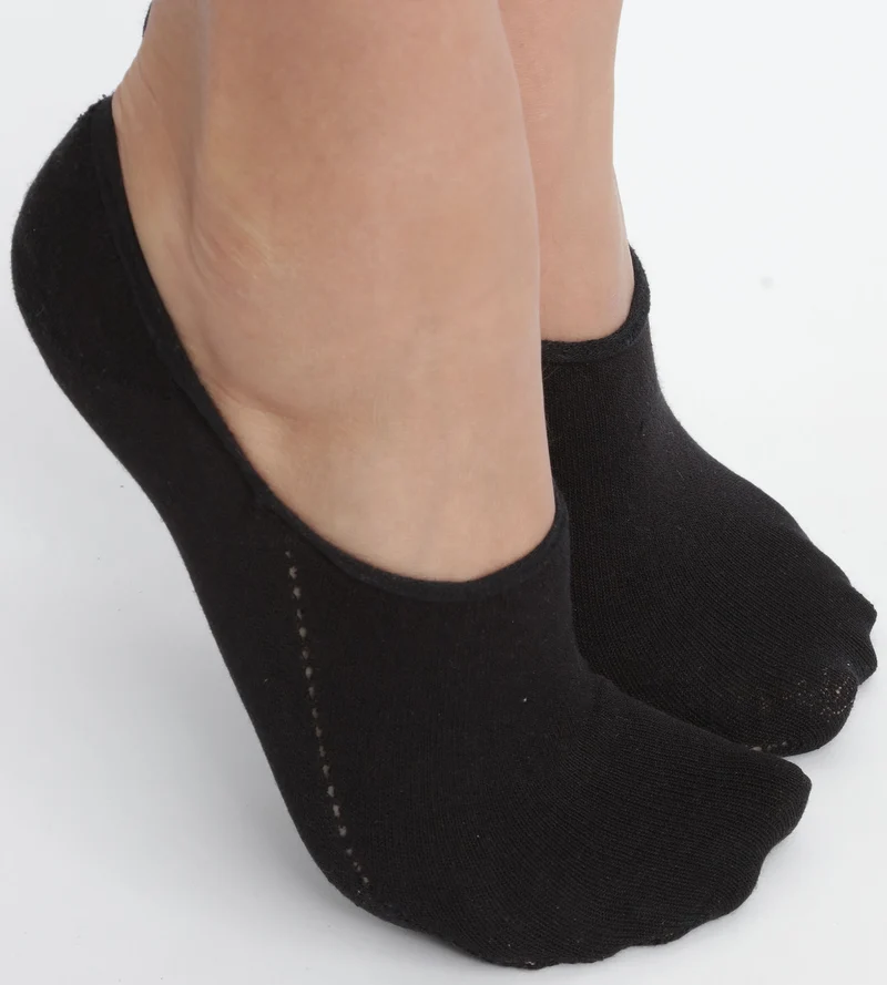 Kurze Damensöckchen speziell für Turnschuhe aus Baumwolle Schwarz Dim Invisifit