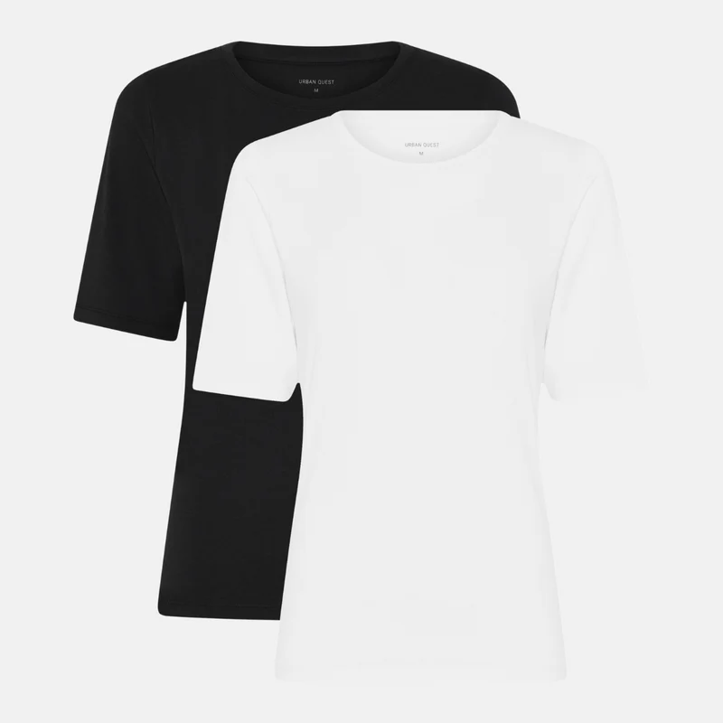 2er-Pack Slim Fit Bambus-T-Shirt in Schwarz/Weiß