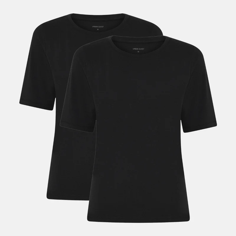 2er-Pack Schwarzes schmal geschnittenes Bambus-T-Shirt