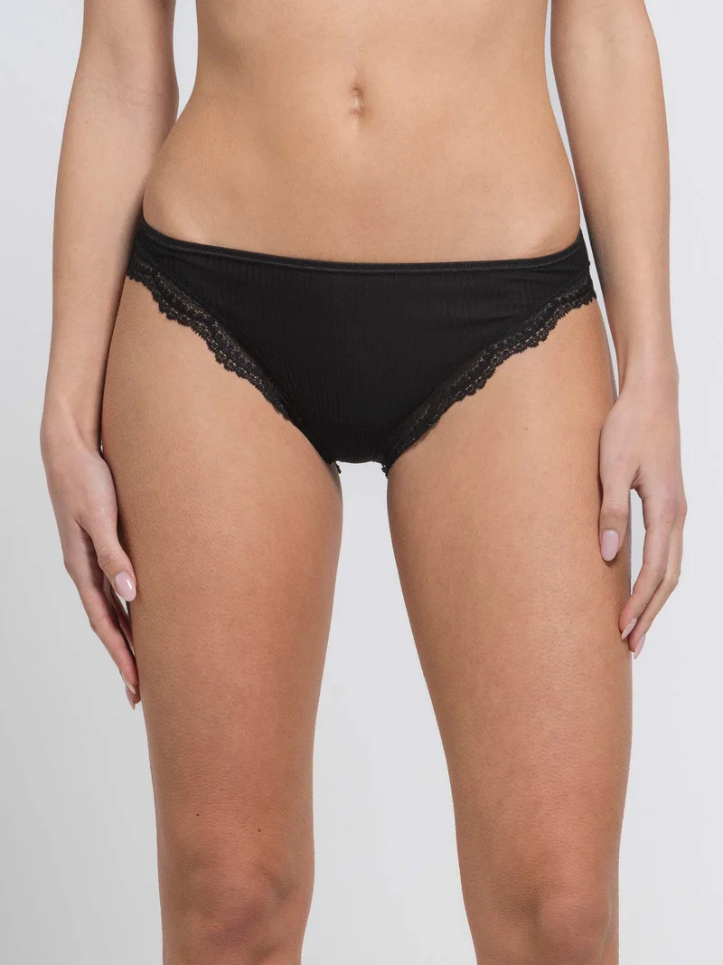 Mini-Slip, Feinripp, mit Dentelle de Calais®-Spitze, FILOSCOZIA FINE RIB