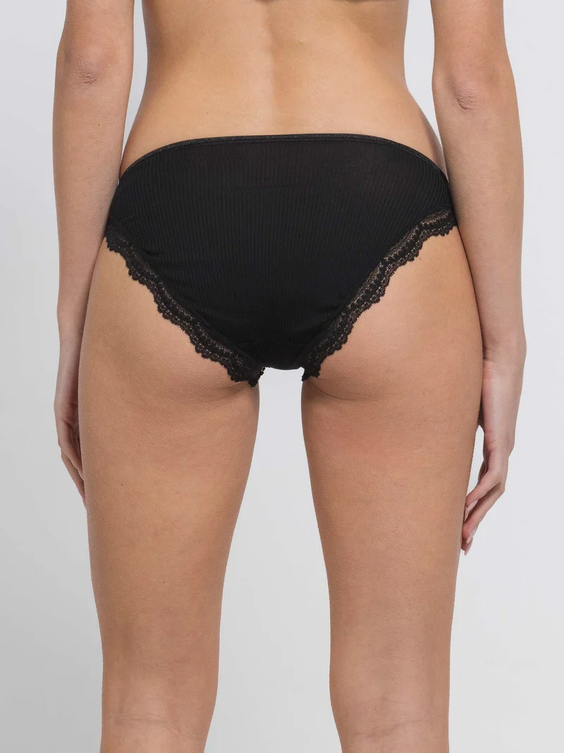 Mini-Slip, Feinripp, mit Dentelle de Calais®-Spitze, FILOSCOZIA FINE RIB