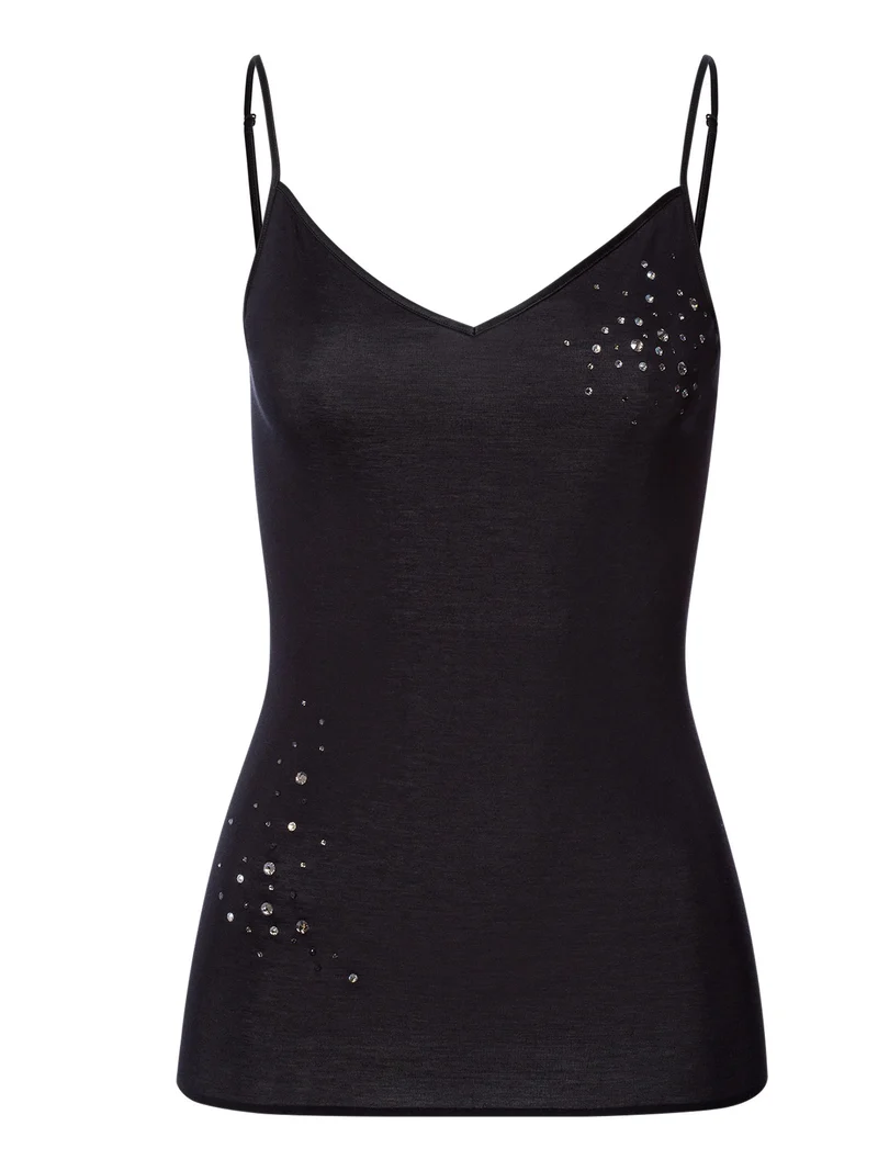 Spaghetti-Top mit Swarowski-Kristallen, COTTON SEAMLESS – Jubiläums-Ausgabe