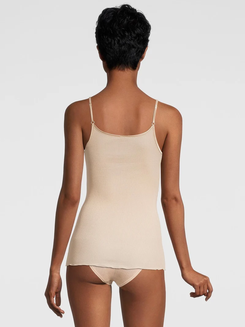 Spaghetti-Top, V-Neck, Feinripp, mit breitem Satin-Besatz, FILOSCOZIA SATIN EDGE