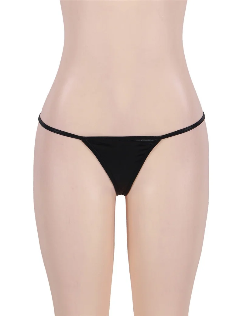 Schwarzer Micro-G-String aus Kunstleder