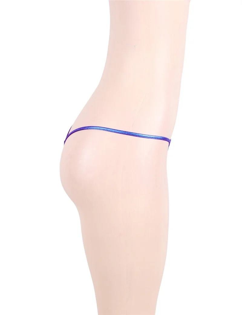 Blauer Micro-G-String aus Kunstleder