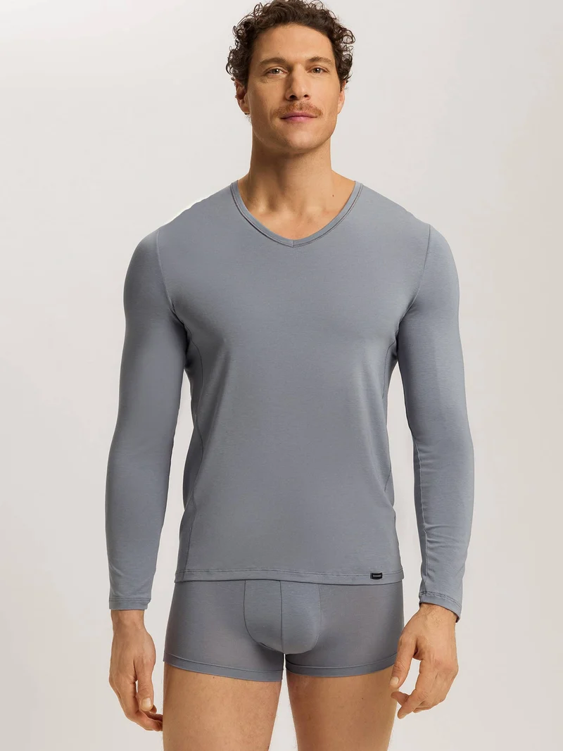 Longshirt, V-Neck, NATURAL FUNCTION, in Herbst-Farbe cliff grey