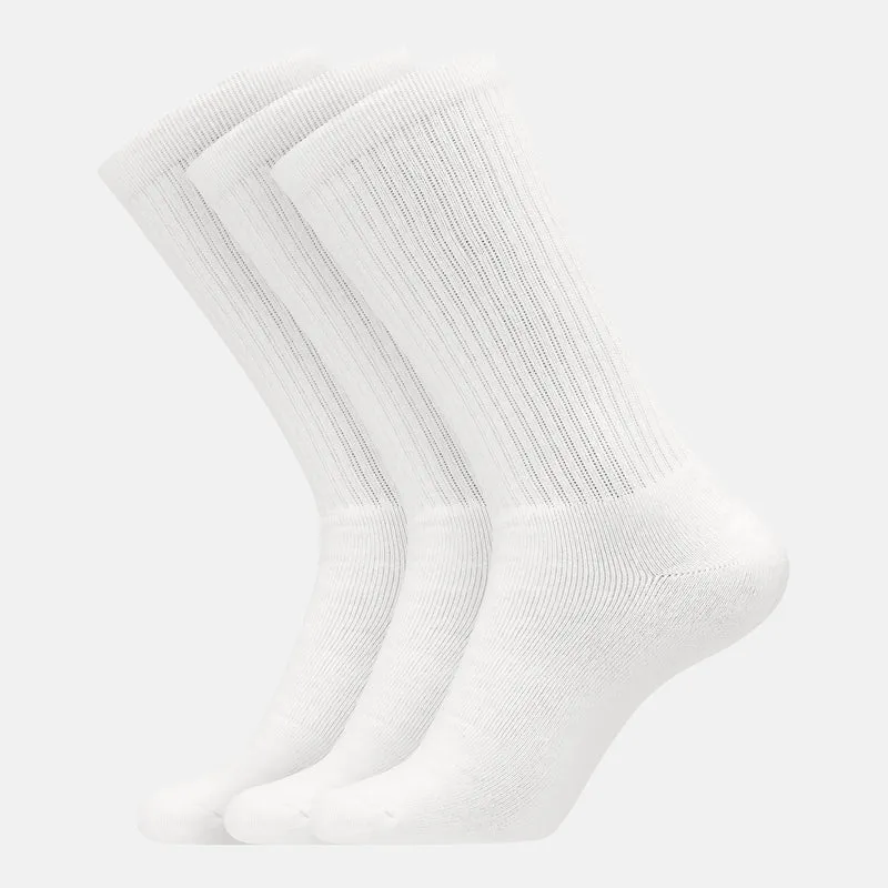 3er Pack Tennissocken aus weißem Bambus mit langer Rippe