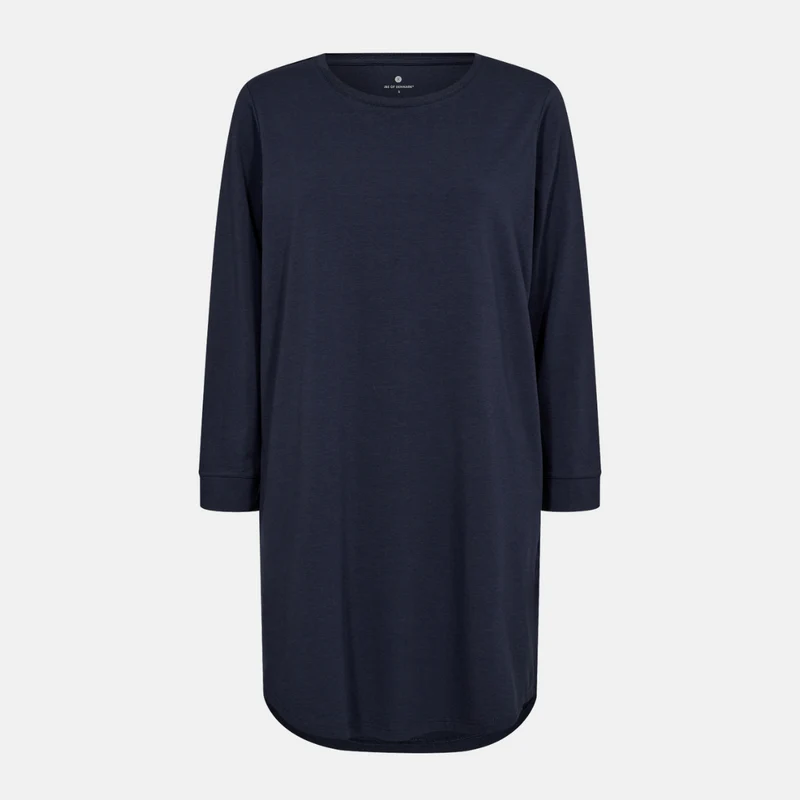 Blaues langärmeliges T-Shirt-Kleid aus Bambus