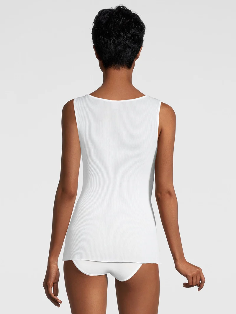Tank-Top, V-Neck, Feinripp, mit breitem Satin-Besatz, FILOSCOZIA SATIN EDGE