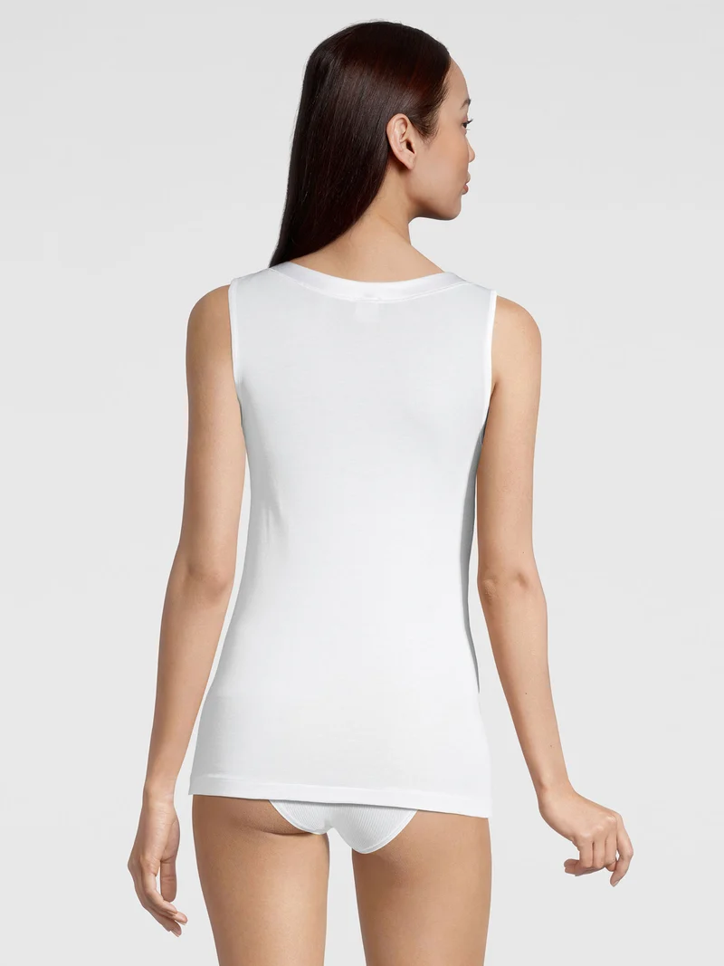 Tank-Top, Rundhals, mit breitem Satin-Besatz, FILOSCOZIA SATIN EDGE