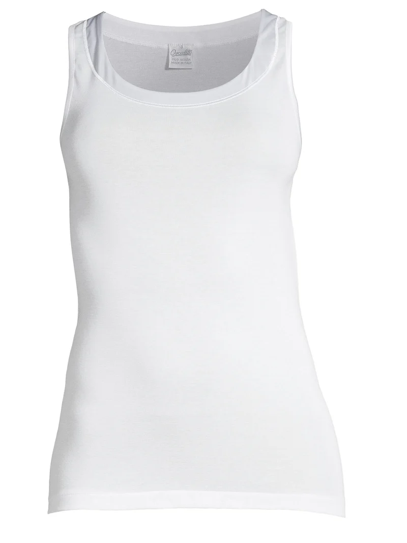 Tank-Top, Rundhals, mit breitem Satin-Besatz, FILOSCOZIA SATIN EDGE