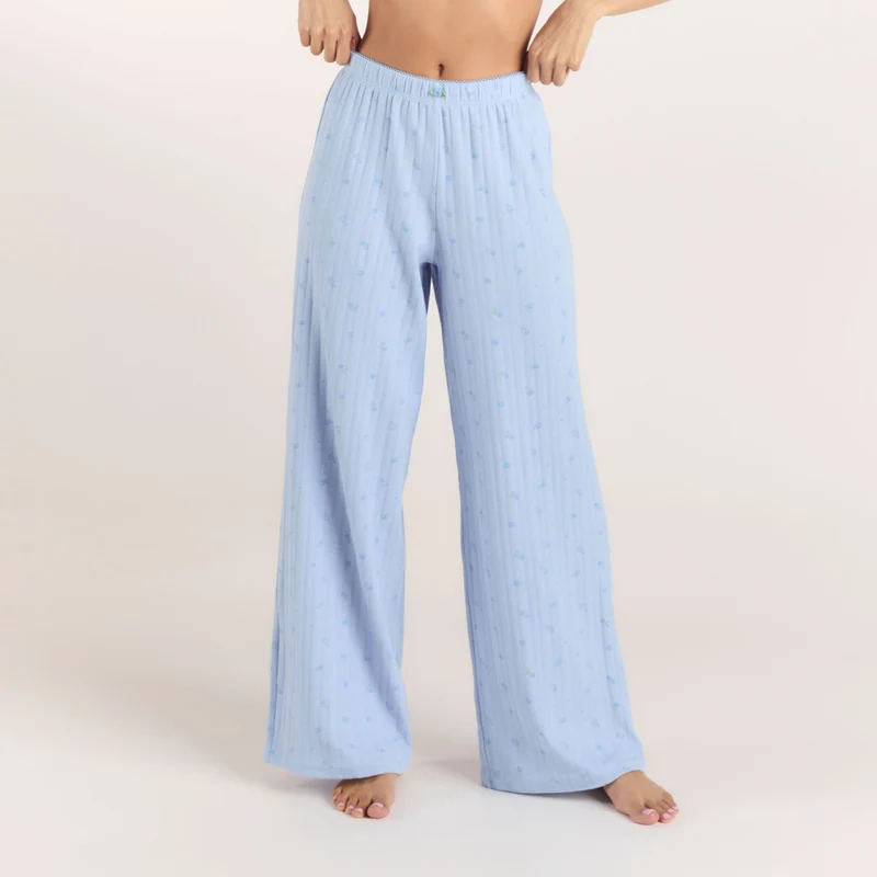 Pointelle Pyjama Bottoms - Blue Floral