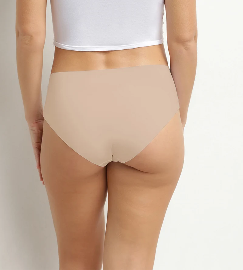 Unsichtbarer Slip mit hoher Taille für Damen aus Mikrofaser Nude Dim